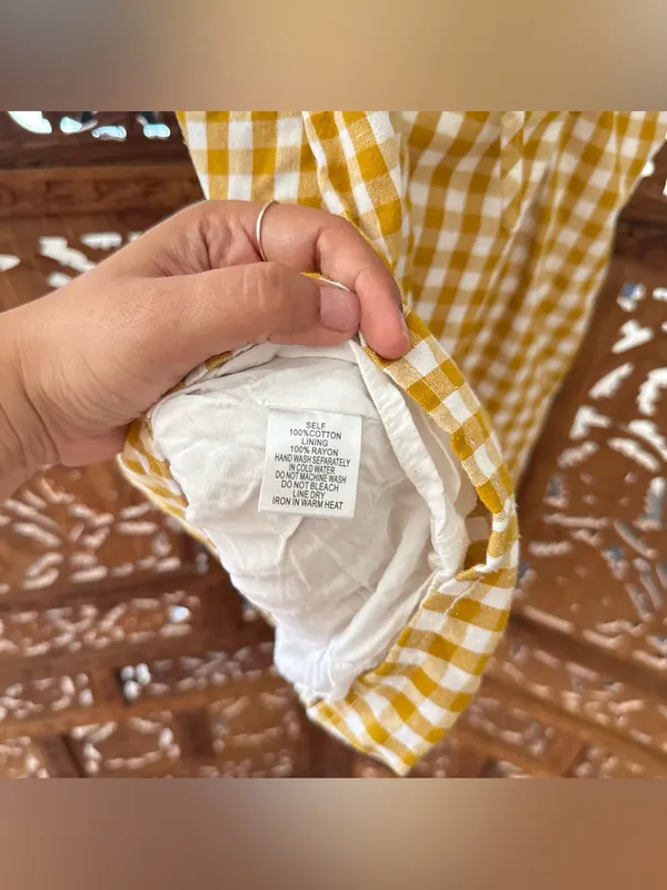Cotton candy la Yellow Gingham Ruffle Strap Mini Dress Size L - Image 6