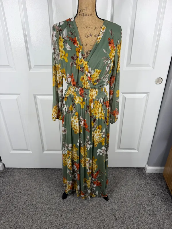 Kate & Lily Floral Sage Green Maxi Dress Size 14W - Image 2