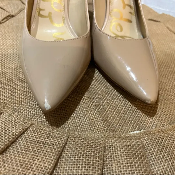 Sam Edelman Patent Nude Pointed Toe Pumps Heels Sz 7.5 - Image 5