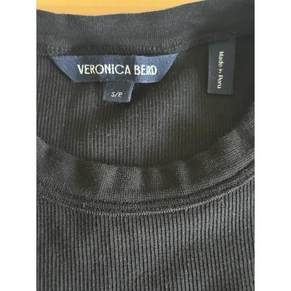 Veronica‎ Beard Pruitt Ribbed Crewneck T-shirt Small Black Knit Cotton - Image 4
