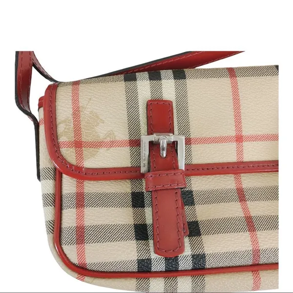 BURBERRY‎ RED, CANVAS LEATHER SHOULDER BAG - Image 8