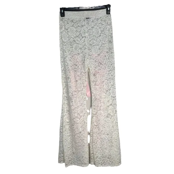 Love Highlight Cream‎ Lace Bohemian Bell Bottom Pants Size Large 28" waist - Image 6