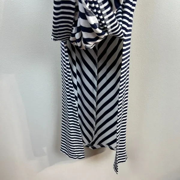 Soma Maxi Dress Women XS Navy Blue White Stripes Racerback Side Slits Sleeveless - Image 5