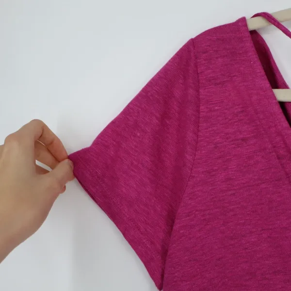 Maeve Anthropologie Women's Horizon‎ Linen Tee Size Small Pink Drape Neck Barbie - Image 11