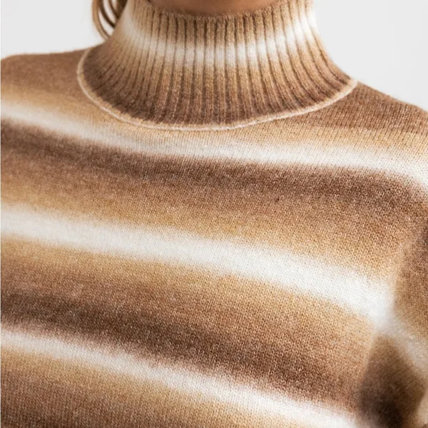 Rhythm Yeni Stripe Knit Oversized Wool Sweater Brown Size XS - Image 4
