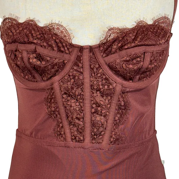 Urban Outfitters Small Brenna Slip-Style Bustier Mini Dress Lace Accent Stretch - Image 2