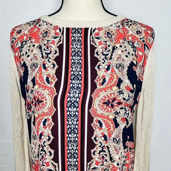 Stitch Fix MARKET & SPRUCE Lightweight Knit Top Envelope Back Paisley Size M - Image 2