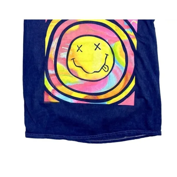 Nirvana Vintage Style Smile Back Short Sleeve Unisex T Shirt Crew Neck M Blue - Image 5