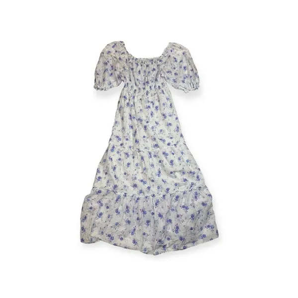 Love Shack fancy women's small white floral maxi dress tiered target purple doen - Image 3