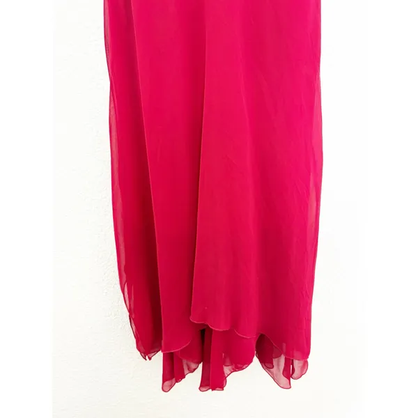 Vintage Y2K Red Beaded Asymmetrical Hem Midi Dress Medium Fairy Whimsigoth 90s - Image 9
