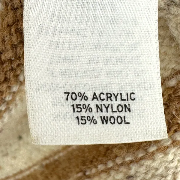 Caslon M Wool Blend Beige Tan Stripe Long Sleeve Crew Neck Sweater Knit Pullover - Image 8