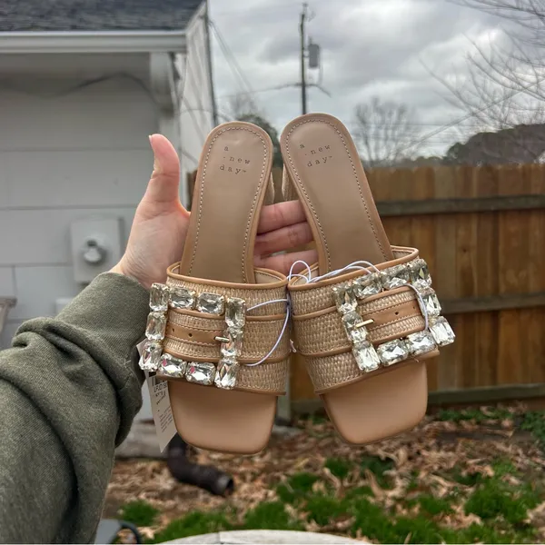 Size 6 Women's Kathleen Raffia Buckle Block Heels - A New Day summer spring‎ - Image 7