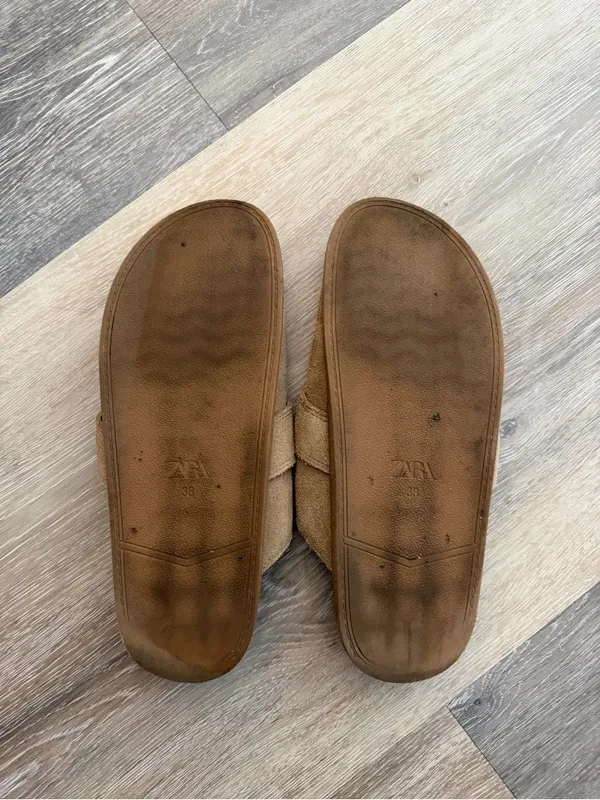 Zara Flat Suede Slip-On Clog in Dark Tan - Image 7