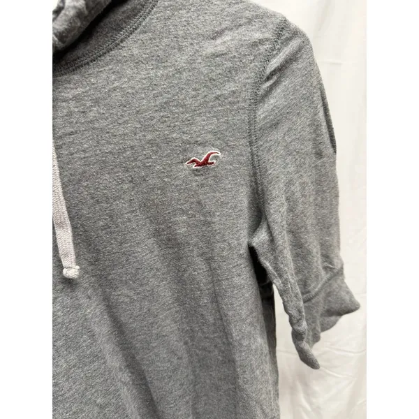 Hollister‎ Original Y2K Grey Hooded Half Sleeve Pullover Jersey Casual Top Sz M - Image 3