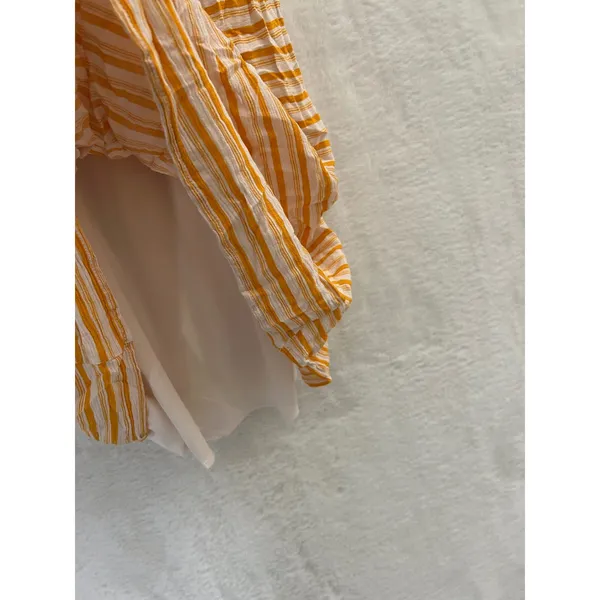 Altar'd State Yellow‎ White Striped Mini Dress Sleeveless Button Detail Large - Image 6