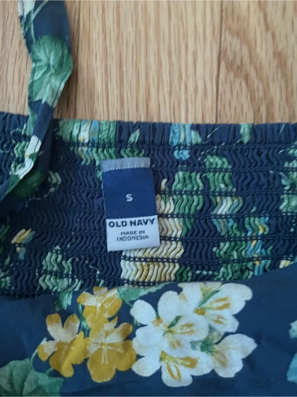 Old Navy Blue Yellow Floral Midi Dress Small Cottagecore Summer Feminine Beach - Image 5