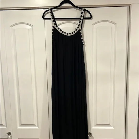Zara Black Maxi flowing Grecian Dress medium with beaded straps. Never worn‎ - Image 2
