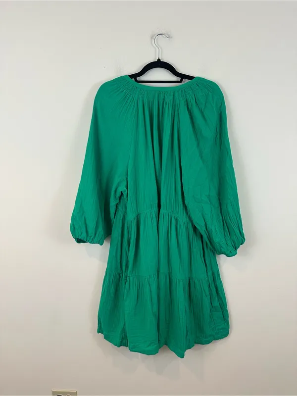 GAP Green V-Neck Crinkle Gauze Tiered Mini Women's Dress Size XXL - Image 8
