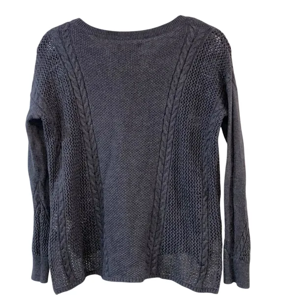 American Eagle Gray Knit Sweater XS Open Knit‎ Lightweight Pullover Cozy - Image 3
