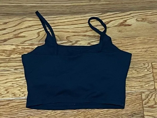 Padded Bra Tank Crop Top Black - Image 3