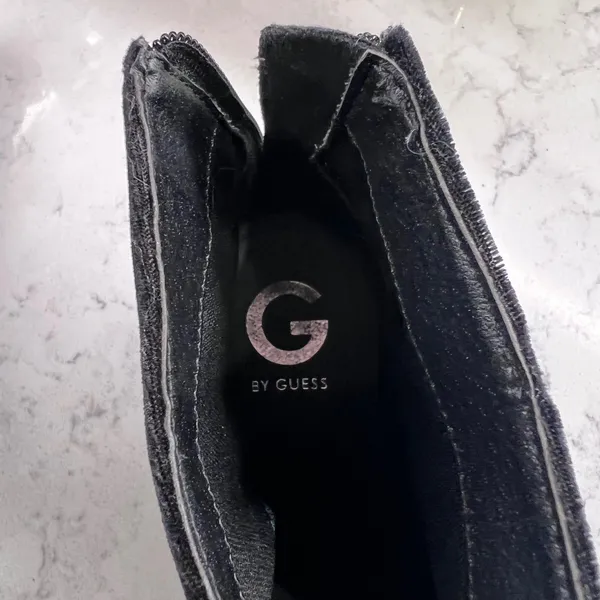G by GUESS Womens Black Velvet Rhinestone Studded Block Heel Ankle Boots 7.5M - Image 10