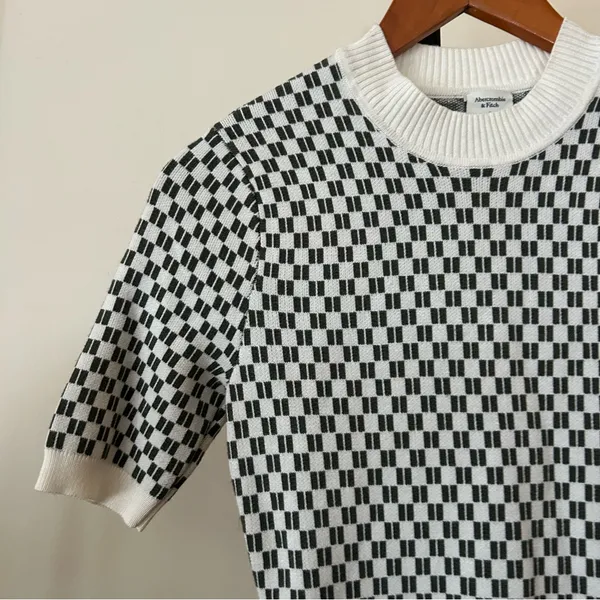 Abercrombie & Fitch Checkered Mock Neck Mini Sweater Dress‎ Short Sleeve Size S - Image 5