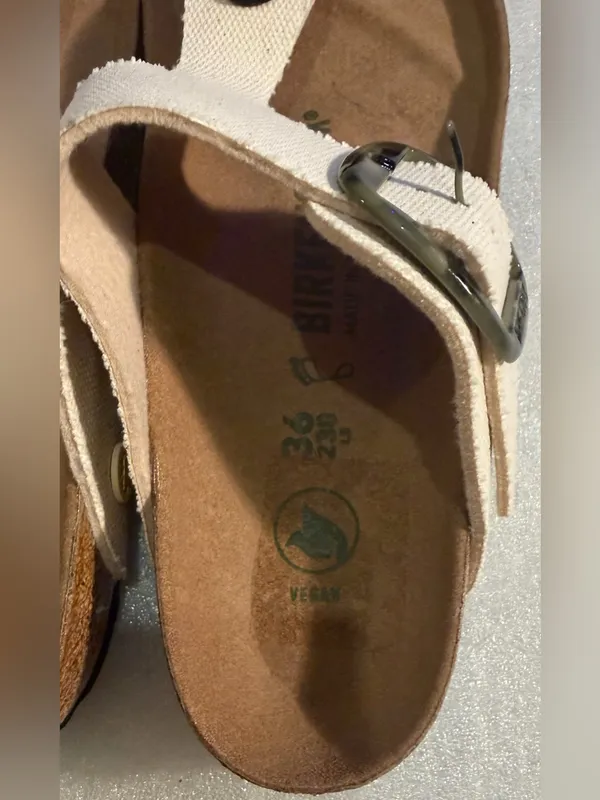 Birkenstock White Canvas Buckle Slide Sandal NWT - Image 7