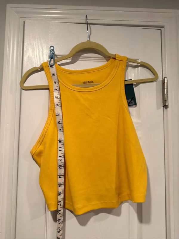 NWT Wild Fable Size XXL Yellow Ribbed Cropped Stretch Tank Top High Neck - Image 7