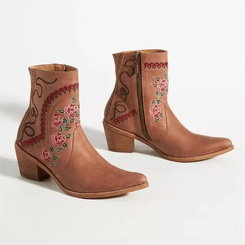 Anthropologie Marco Delli Embroidered Leather Western Boot Size 36 Floral Cowboy - Image 2