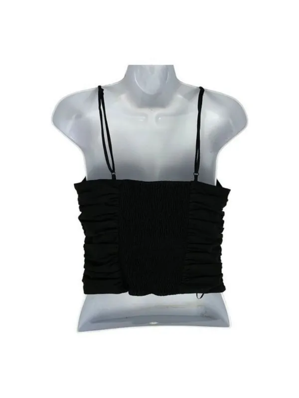 Zara Womens Black Ruched Camisole Tank Top With Adjustable Straps Size Small - Image 3