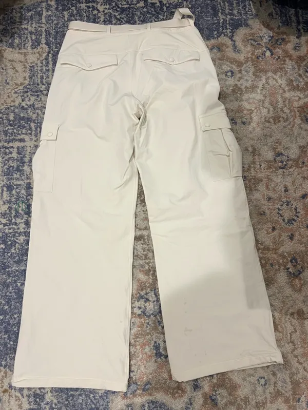 Women’s White Cargo Pants with Belt - Image 4