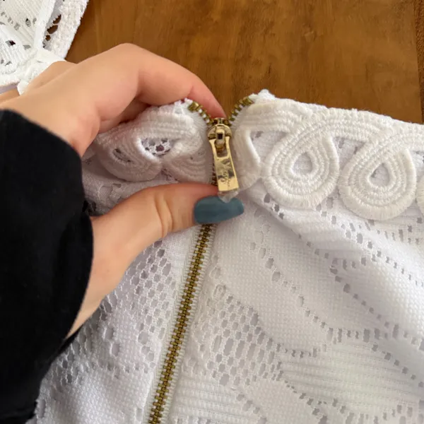 Lilly Pulitzer White Lace Puff Long Sleeve Mini Dress - Image 5
