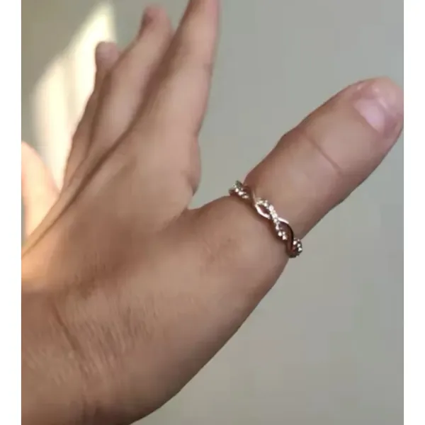 NEW 14k Rose Gold-Plated S925 Simulated Diamond Eternity Twist Ring, Size 7.5‎ - Image 11