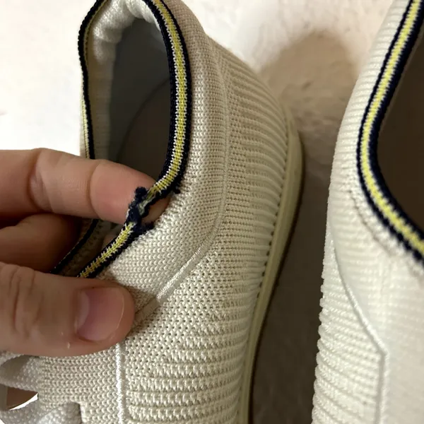 Rothy’s The Lace up Sneaker Womens Size 8 Vanilla Blue Woven Discontinued HTF - Image 5