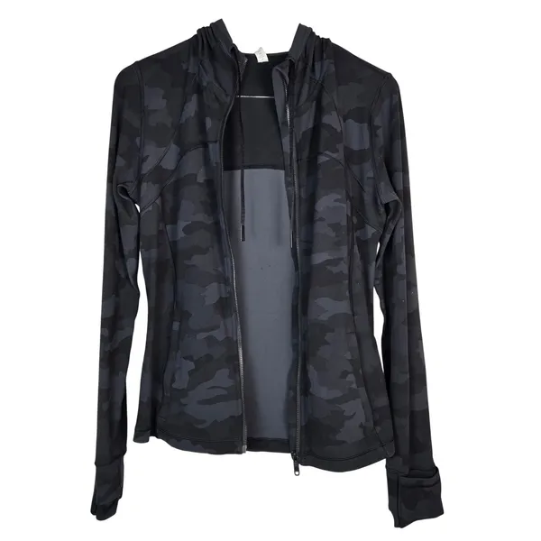 Lululemon Hooded Define Jacket Heritage 365 Camo Deep Coal Multi Size 10 - Image 3