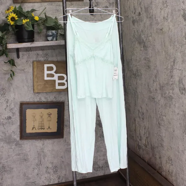 NWT INC International Concepts Knit Tank & Pajama Pants Set Clear Dew Green S - Image 3