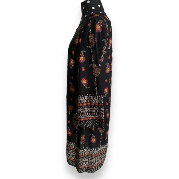 Gibiu Womens‎ Dress Sz S Black Paisley Print Shift 3/4 Sleeve NEW - Image 7