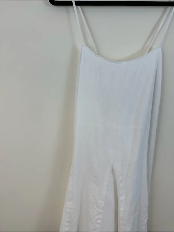 A New Day White Linen Blend A-Line Strappy Mini Dress Size Large Women's - Image 2
