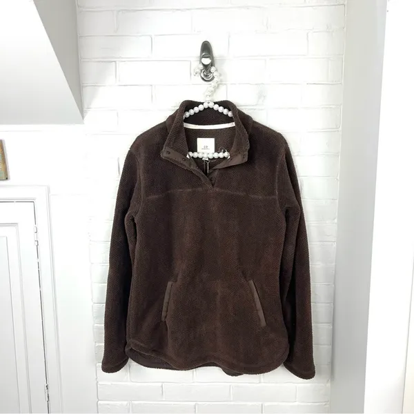 NWT Thread & Supply Brown Sherpa Pullover Jacket Size S - Image 2
