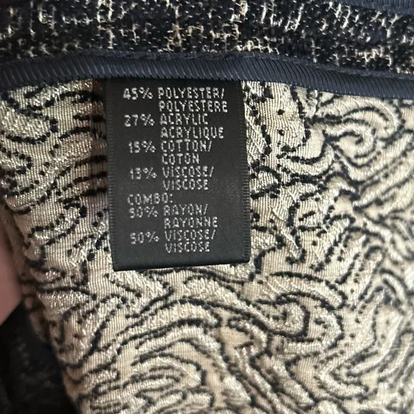 Lafayette 148 Navy Blue Printed Velour Blazer Single Breasted Women’s Size 6 - Image 6