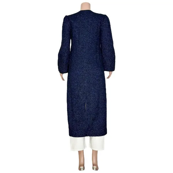 HILL HOUSE Lou Lou Wool-Blend Metallic Tweed Jacket, Midnight, XS - Image 10