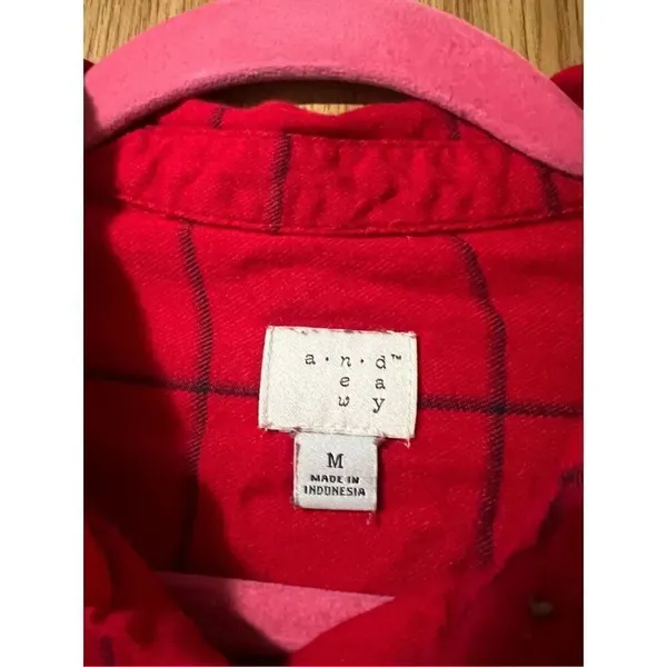 A New Day Red Plaid Button Up Top Woman’s Size Medium - Image 4