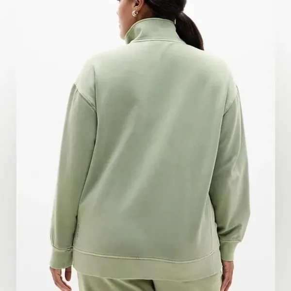 New Athleta M Forever Fleece 1/4 Zip Sweatshirt Eucalyptus Green Medium Regular - Image 4