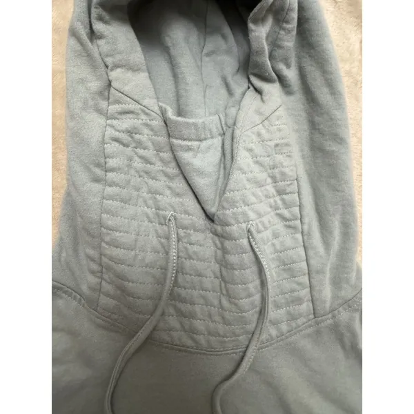 True Craft Women's Gray Solid Fleece Cotton Blend Pullover Hoodie Long Sleeve M - Image 2