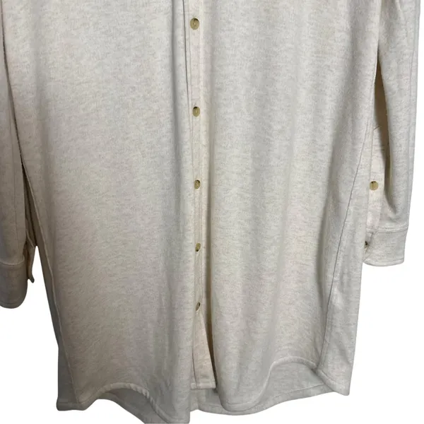 Faherty Legend White Oatmeal Long Sleeve Button Up Sweater Shirt Mini Dress M - Image 9