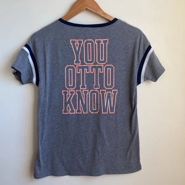 VS Pink x 5th & Ocean Syracuse Orange Football Tee (Sz XS) Heathered Gray Sequin - Image 6