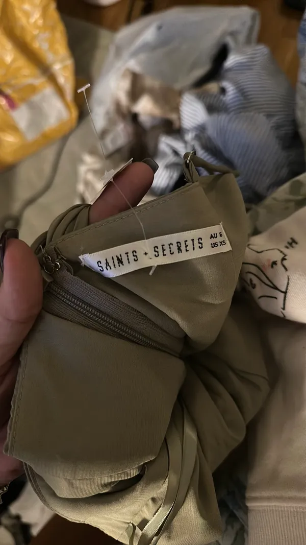 Saints and Secrets Green Satin Romper Dress - Image 3