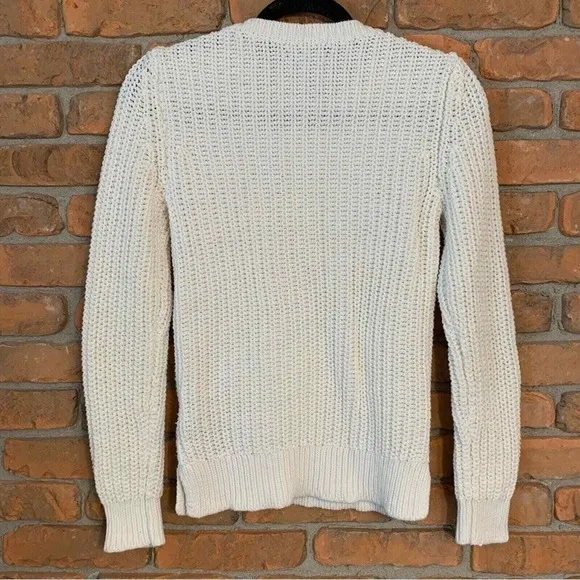 Nautica Cable Knit Sweater Womens Size Small White Crew‎ Neck Pullover Classic - Image 2