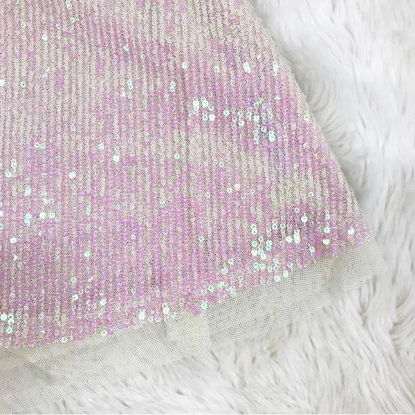 FREE PEOPLE Gold Rush Sequin Mini Dress Iridescent Sheer Cream Size Medium New‎ - Image 8