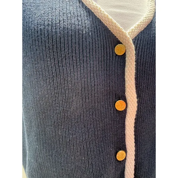 Abercrombie & Fitch Mara Button-Up Sweater Vest in Navy Size XL - Image 5